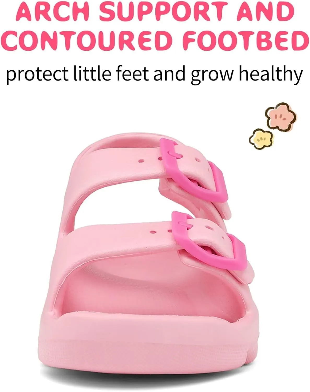Boys Girls Toddler Little Kid Sandals Buckle Adjustable Water Sandal With Hook Loop Back Strap(Toddler 5-Little Kid 12)