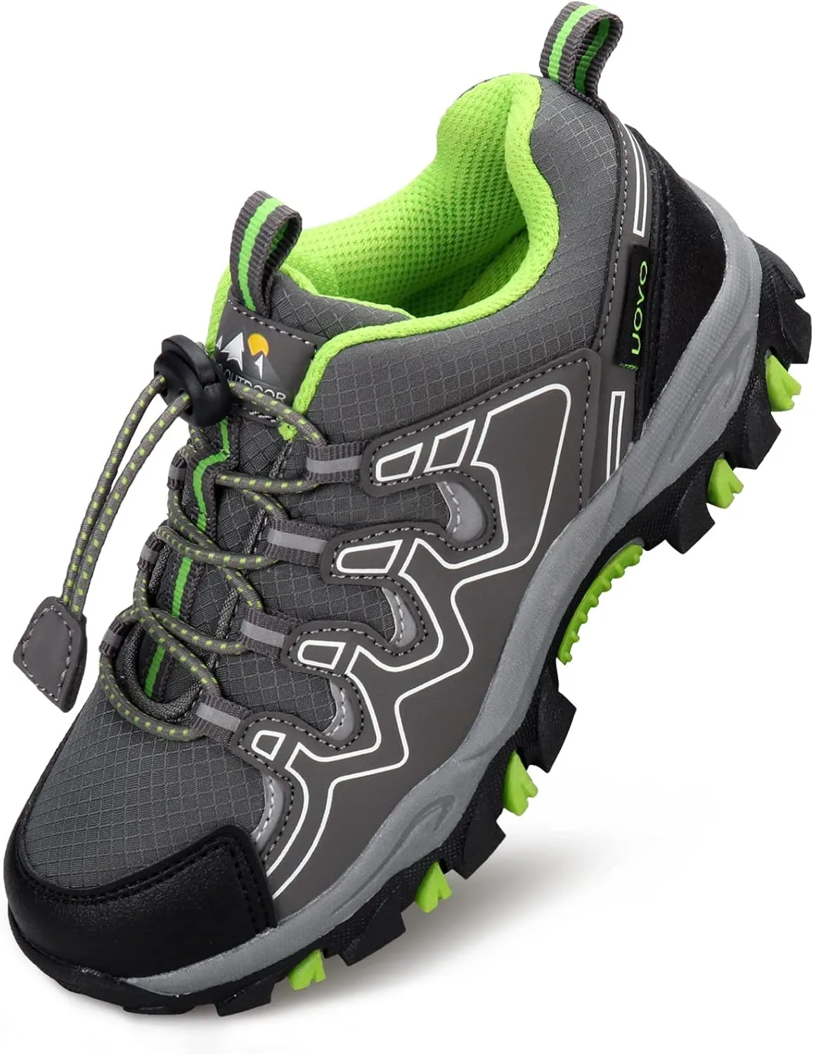 Boys Trail Shoes Sneakers for Boys Water Repellent Outdoor Hiking Tennis Running Kids Waterproof Slip Resistant Children Casual Comfortable Size 12.5 Gray Green