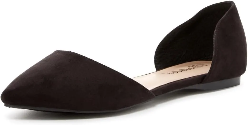 Breckelle's Womens Faux Leather D'Orsay Pointed Toe Flats, TS Dolley-52 Black Size 5.5