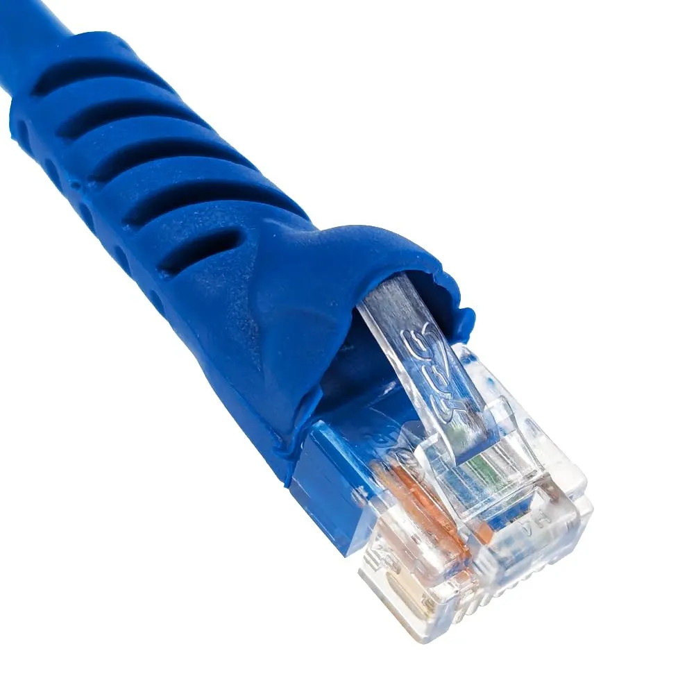 Cablesys Cat 6 Ethernet Patch Cord Snagless Boot, RJ45, Stranded, 550 MHz, UTP, Pure Bare Copper Wire, 24 AWG, LAN Network Patch Cable, Blue, 10 FT, 25-Pack