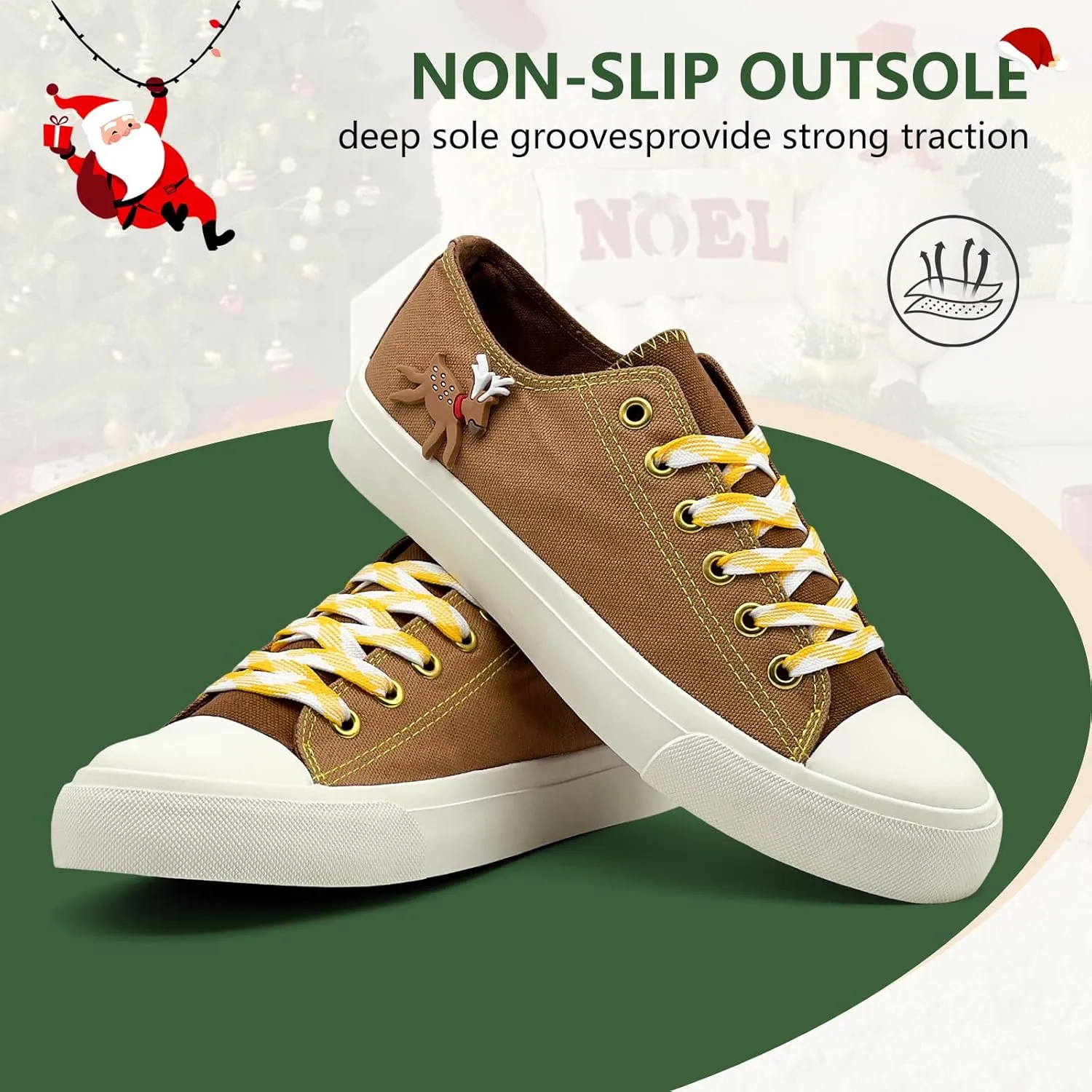 Canvas Shoes for Women Men Sneakers Fashion High Low Tops Christmas Shoes Classic Casual Tennis Running Walking Santa Shoes Unisex