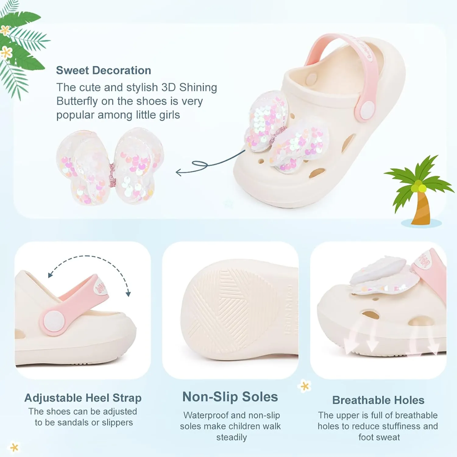 CENCIRILY Kids Girls Clogs Garden Shoes Baby Toddler Slides Cartoon Sandals Beach Pool Slipper