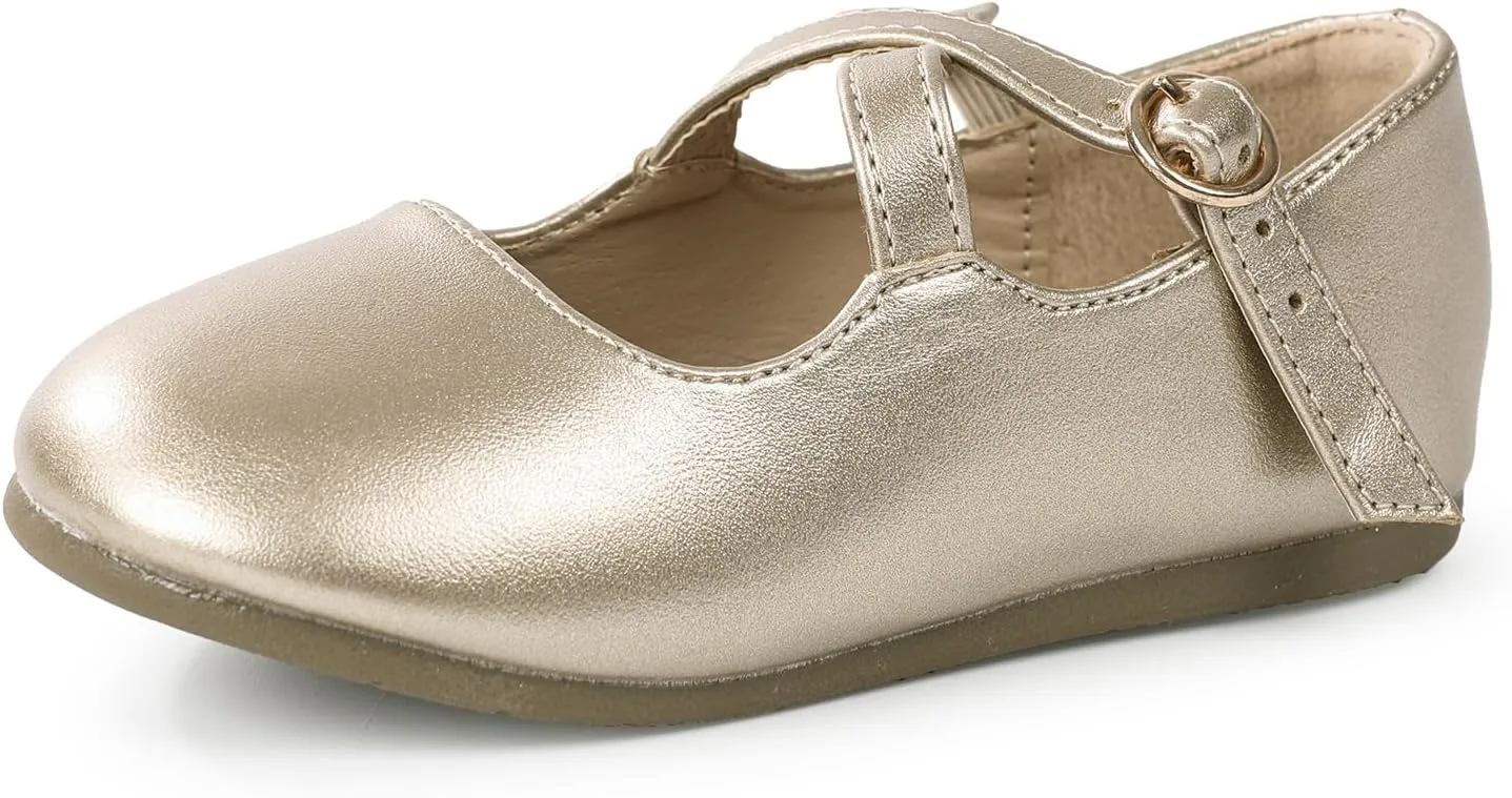 CIOR Toddler Girls Ballet Flats Shoes Ballerina Bowknot Jane Mary Princess Dress Shoes for Wedding Party School