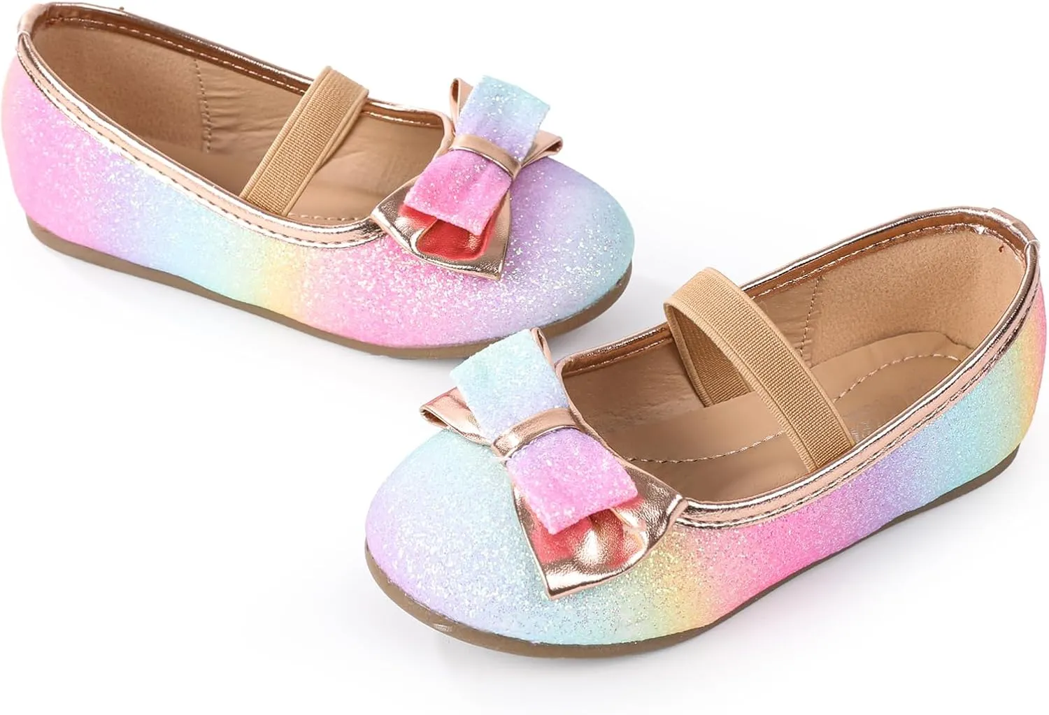 CIOR Toddler Girls Ballet Flats Shoes Ballerina Bowknot Jane Mary Princess Dress Shoes for Wedding Party School