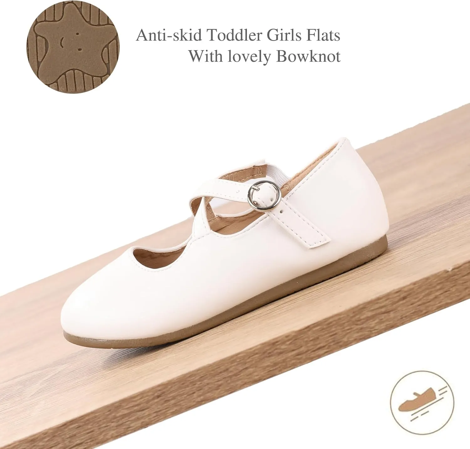 CIOR Toddler Girls Ballet Flats Shoes Ballerina Bowknot Jane Mary Princess Dress Shoes for Wedding Party School