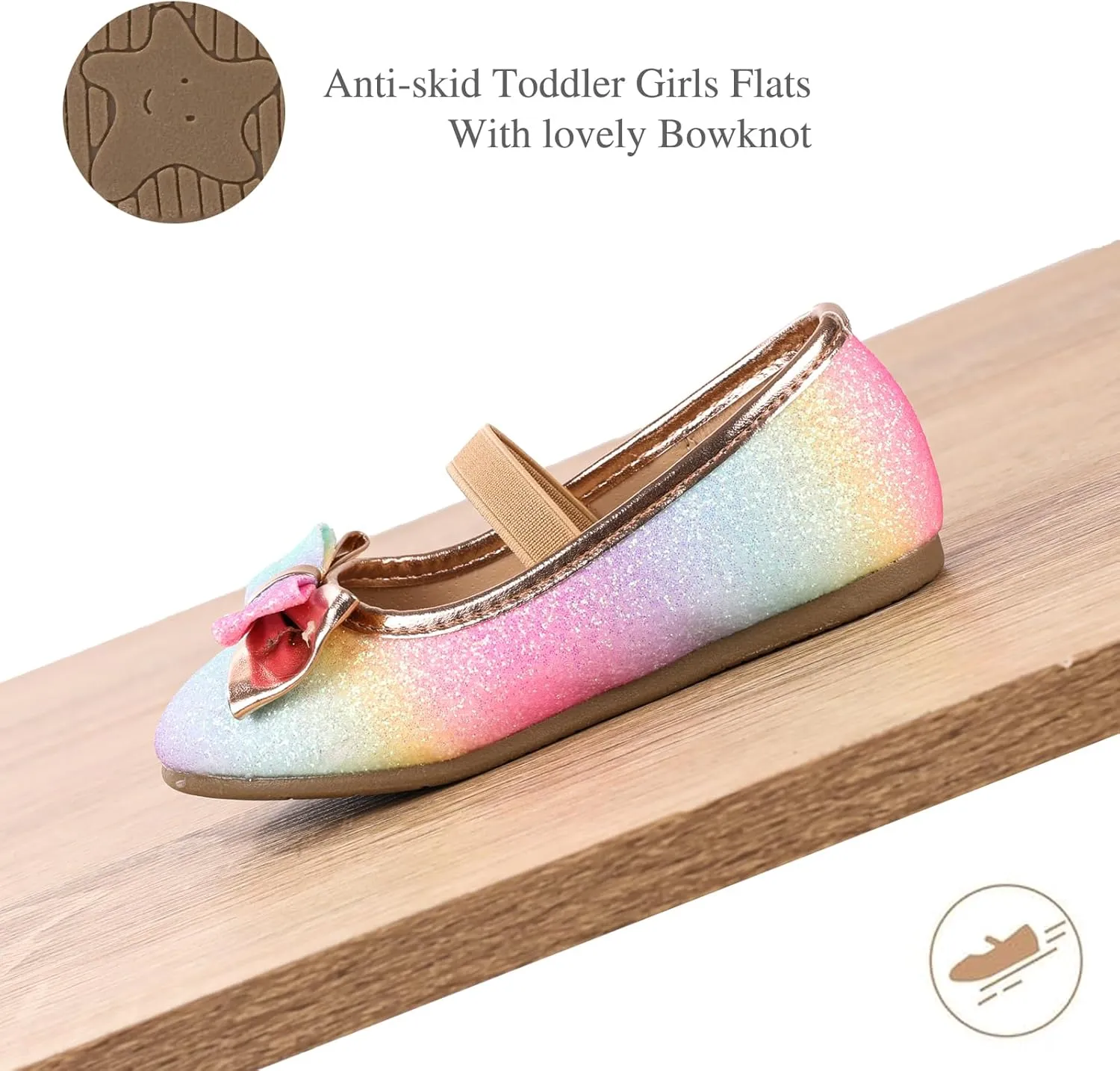 CIOR Toddler Girls Ballet Flats Shoes Ballerina Bowknot Jane Mary Princess Dress Shoes for Wedding Party School