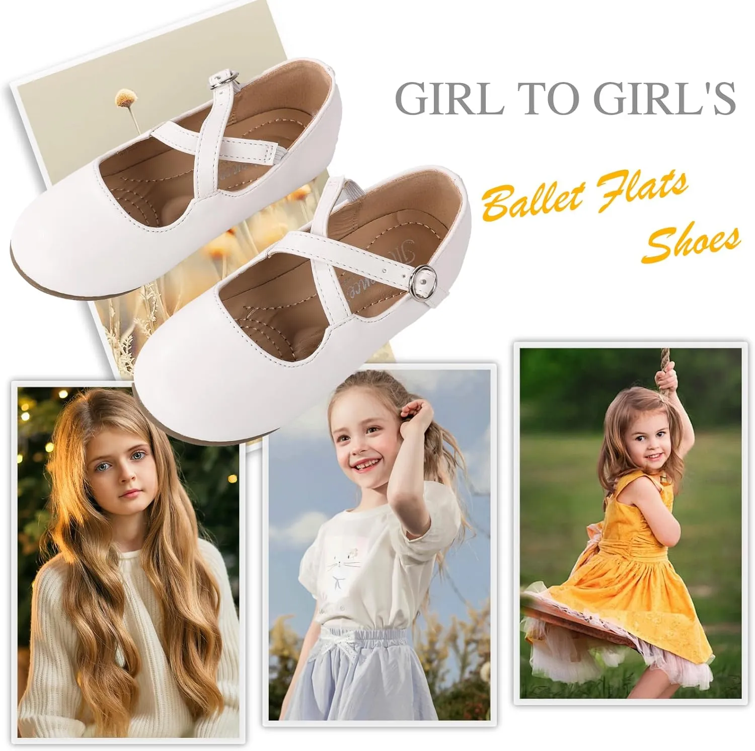 CIOR Toddler Girls Ballet Flats Shoes Ballerina Bowknot Jane Mary Princess Dress Shoes for Wedding Party School