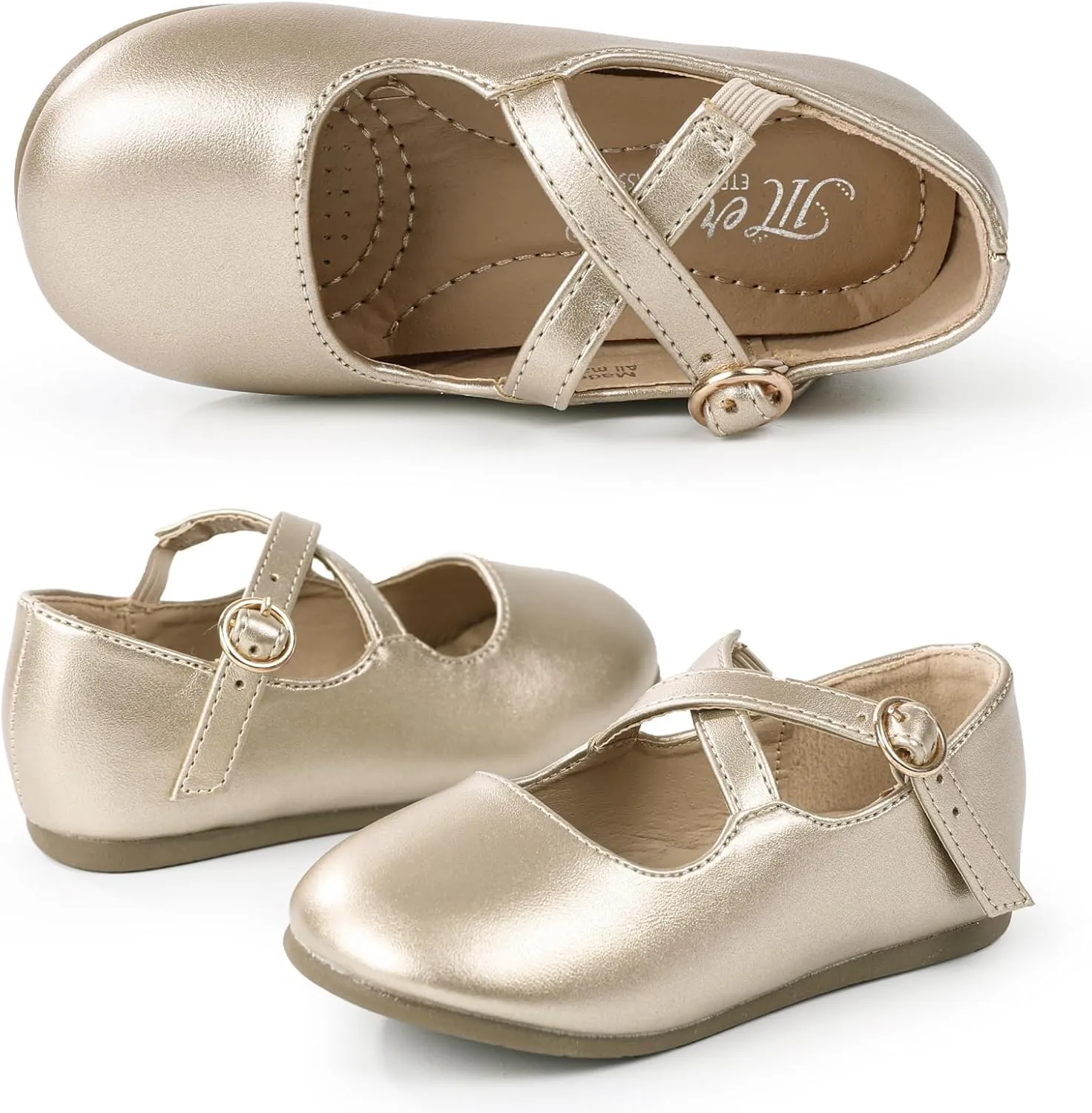 CIOR Toddler Girls Ballet Flats Shoes Ballerina Bowknot Jane Mary Princess Dress Shoes for Wedding Party School