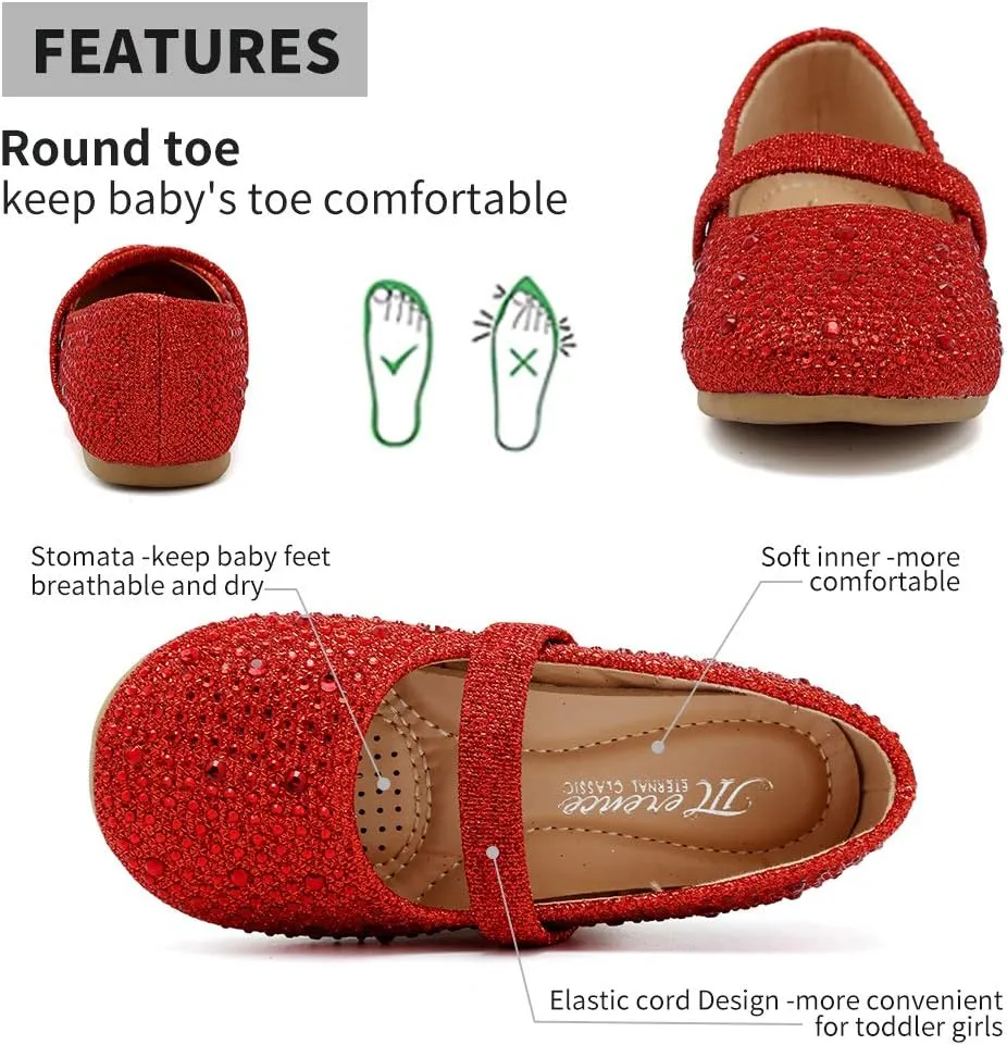 CIOR Toddler Girls Ballet Flats Shoes Ballerina Bowknot Jane Mary Princess Dress Shoes for Wedding Party School