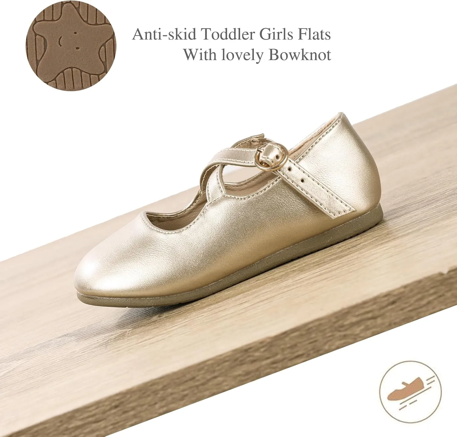 CIOR Toddler Girls Ballet Flats Shoes Ballerina Bowknot Jane Mary Princess Dress Shoes for Wedding Party School