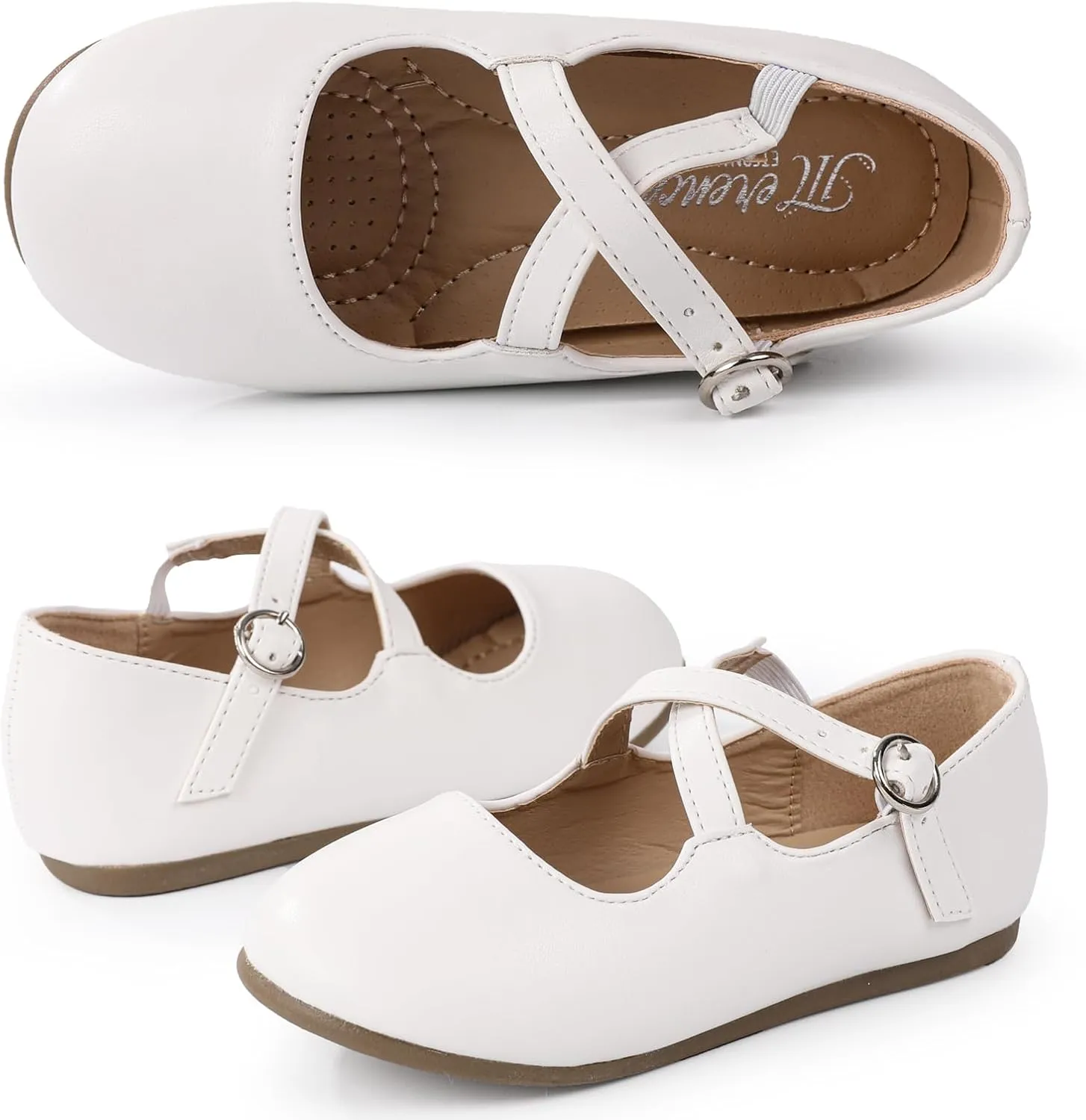 CIOR Toddler Girls Ballet Flats Shoes Ballerina Bowknot Jane Mary Princess Dress Shoes for Wedding Party School