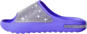 Cloud Slides for Women Thick Sole Sandals Quick Drying Shower Shoes EVA Non-Slip Rhinestone Slippers Glitter Crystal