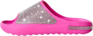 Cloud Slides for Women Thick Sole Sandals Quick Drying Shower Shoes EVA Non-Slip Rhinestone Slippers Glitter Crystal