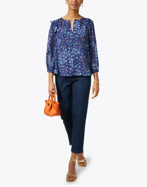 Clover Navy Print Top