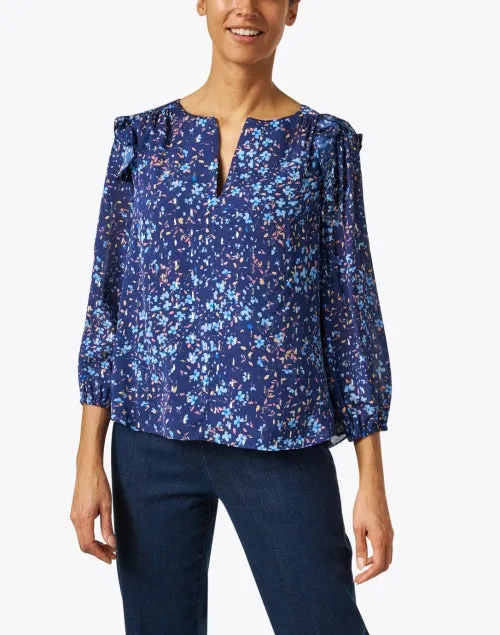 Clover Navy Print Top