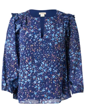 Clover Navy Print Top