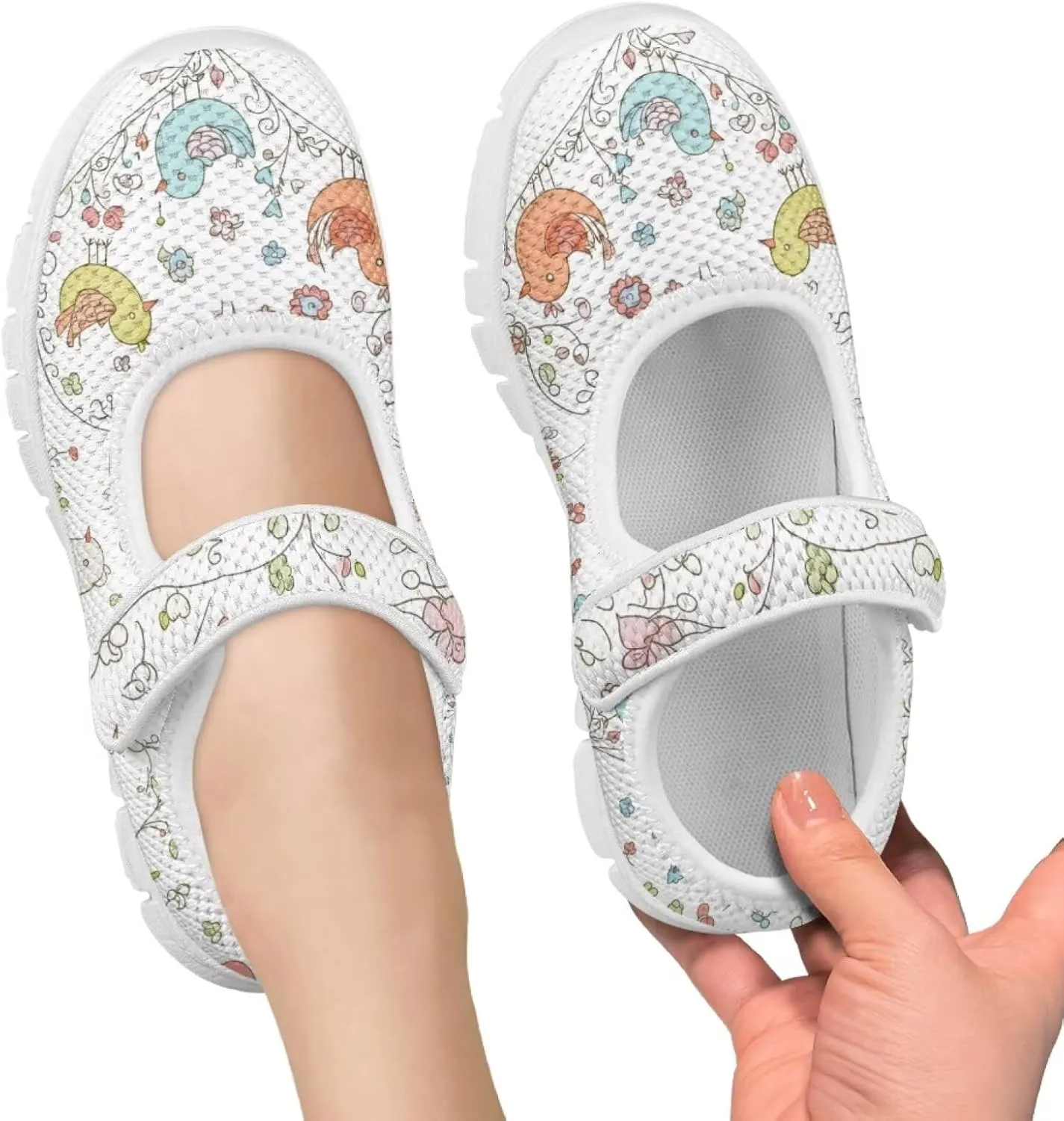 Coloranimal Girls Mary Jane Shoes Dance Shoes for Kids Casual Unifoem Shoes Magic Sticker Mary Jane Flats Girls' Flats Kids Footwear