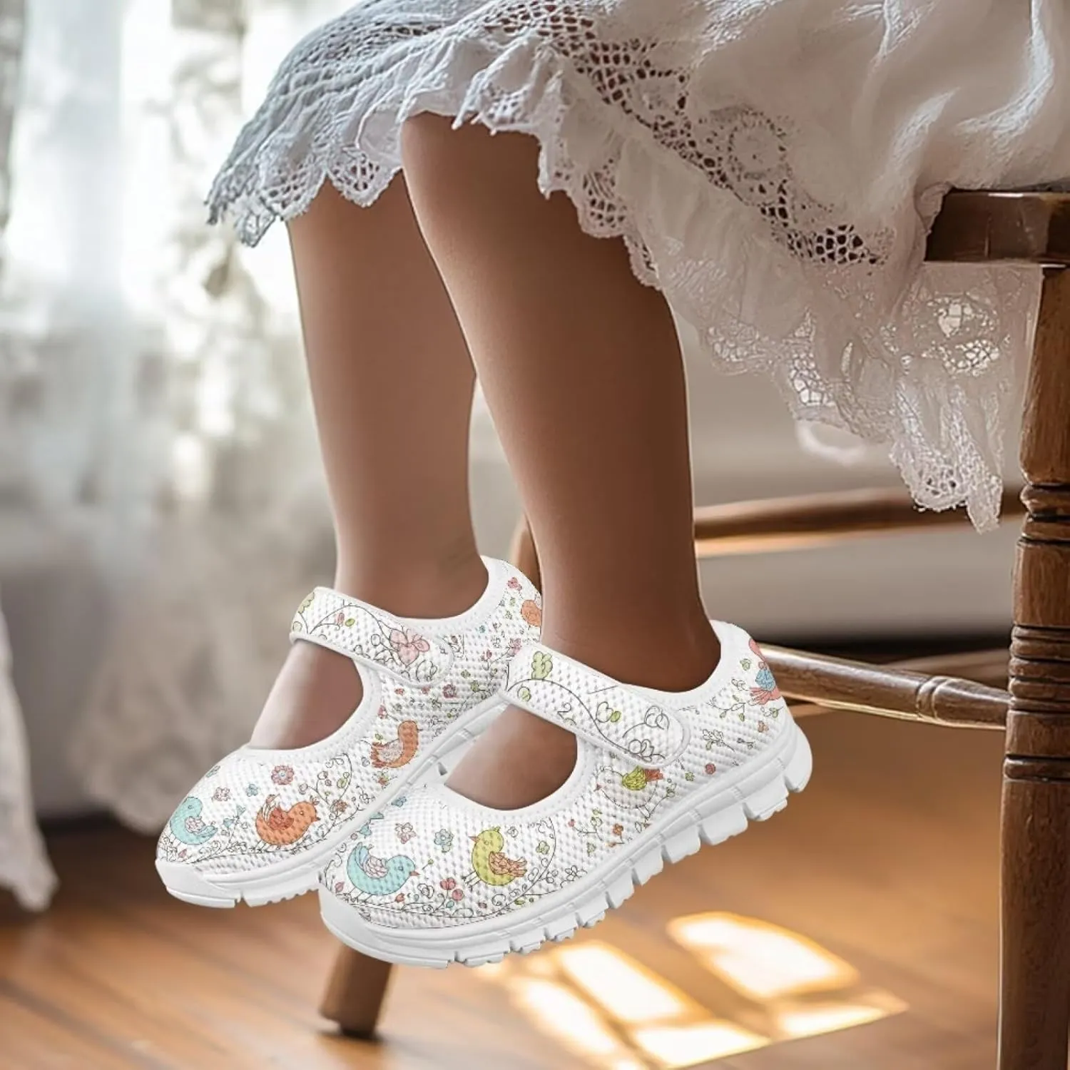 Coloranimal Girls Mary Jane Shoes Dance Shoes for Kids Casual Unifoem Shoes Magic Sticker Mary Jane Flats Girls' Flats Kids Footwear