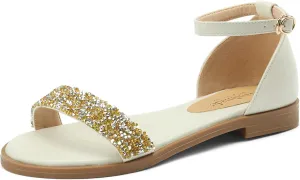 CosyFever Womens LC520 Glitter Novelty Fashion Casual Cow Leather Flats Sandals