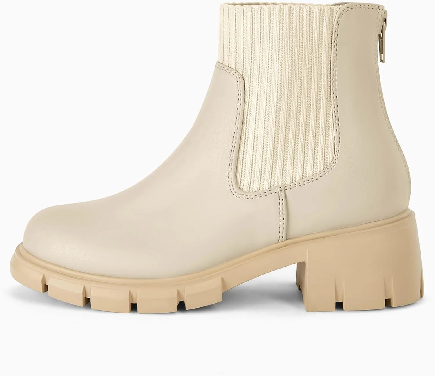 Coutgo Girl Boots Kids Ankle Boots Back Zipper Round Toe Chelsea Platform Elastic Short Booties Snow Boots for Little Kids/Big Kids
