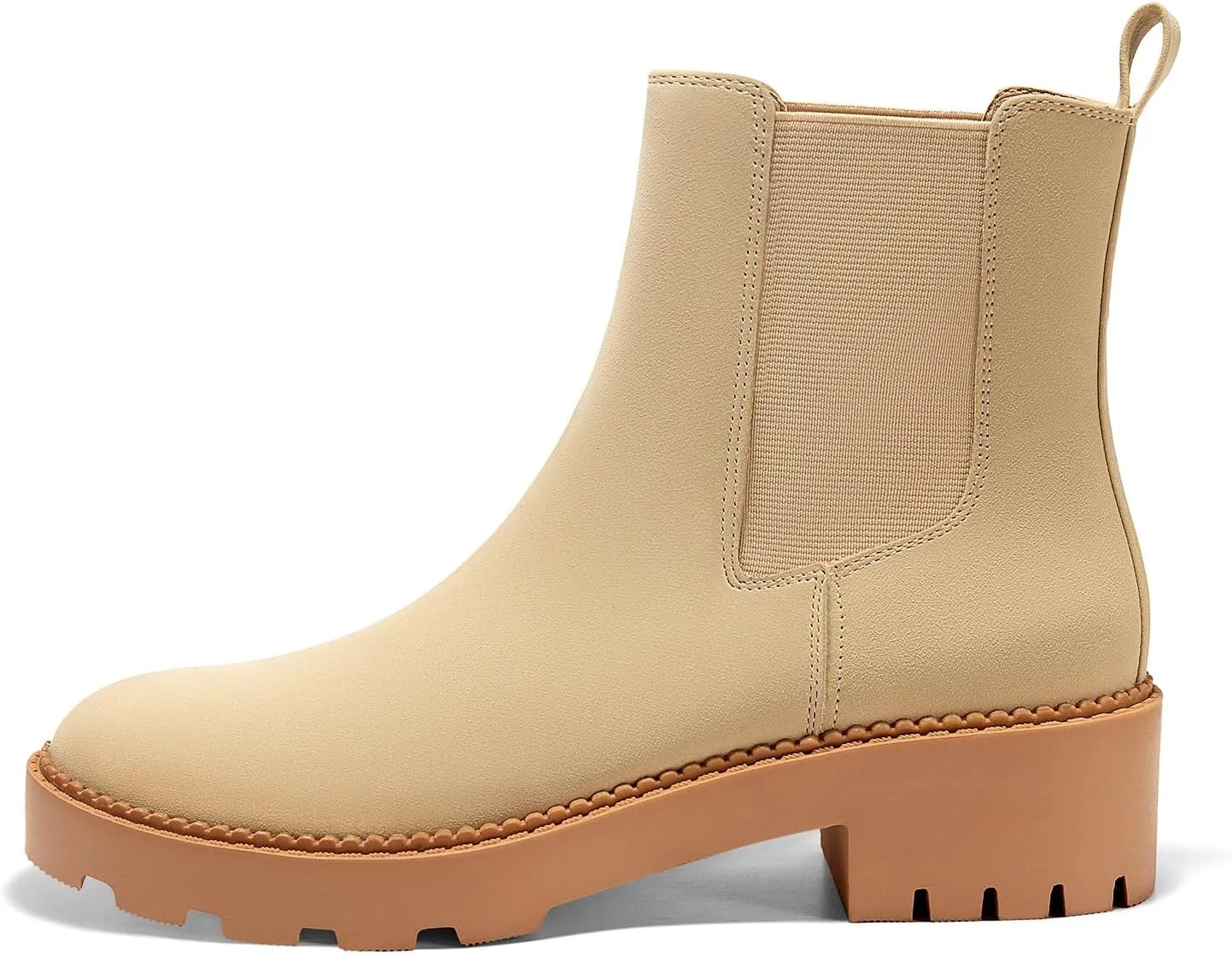 Coutgo Womens Platform Chunky Low Heel Slip on Chelsea Boots Suede Elastic Ankle Boots