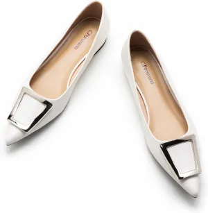 C.Paravano Flats Shoes for Women Pointed Toe Flats Dressy Flats Ballet Flats Shoes Patent Leather Shoes Comfortable Slip On Flat