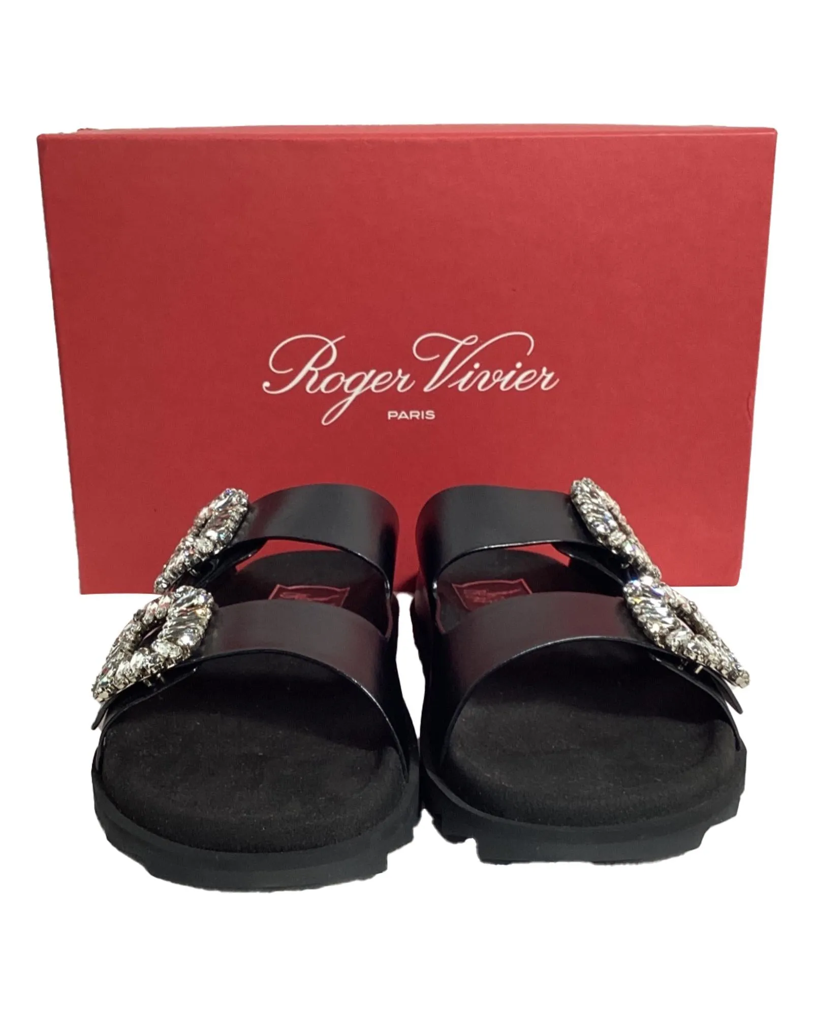 Crystal Buckle Slide Sandals