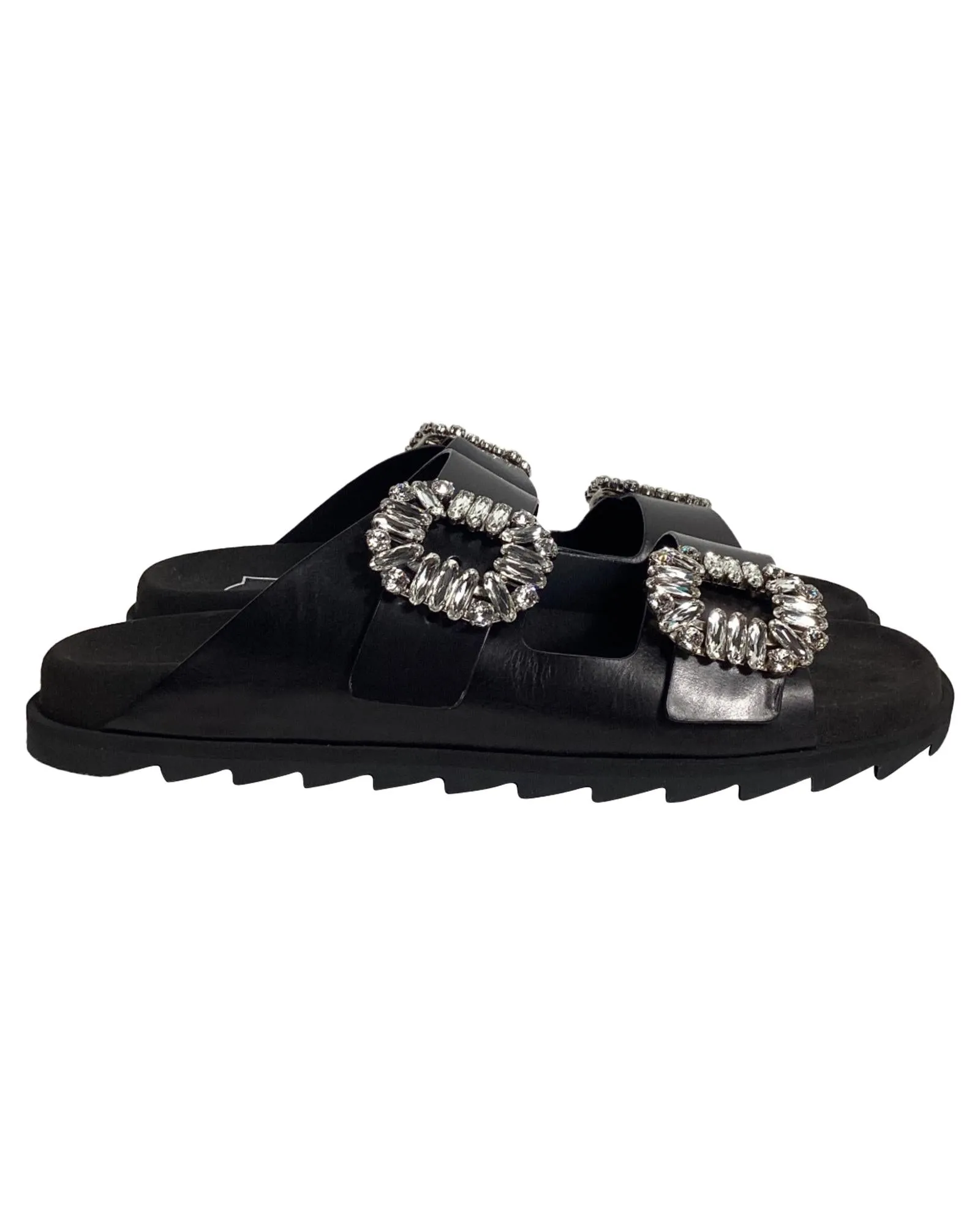 Crystal Buckle Slide Sandals