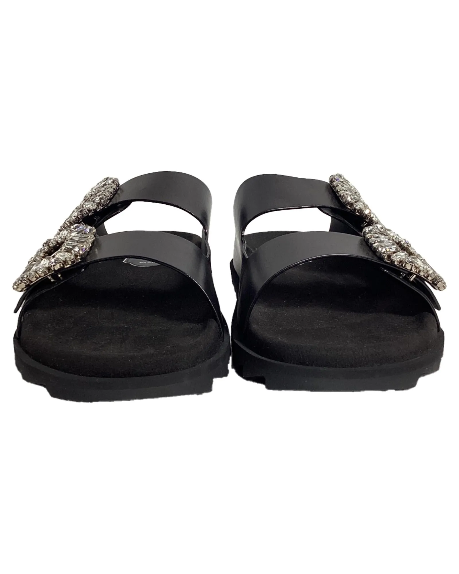 Crystal Buckle Slide Sandals