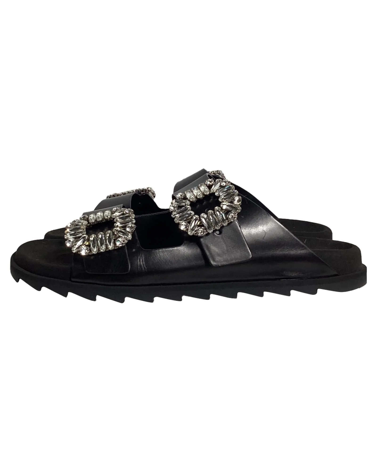 Crystal Buckle Slide Sandals