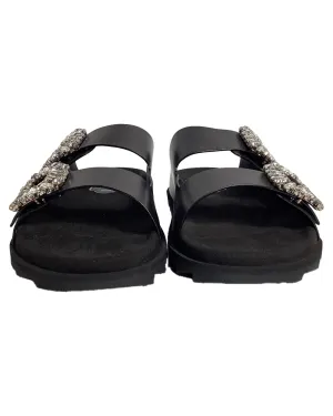 Crystal Buckle Slide Sandals