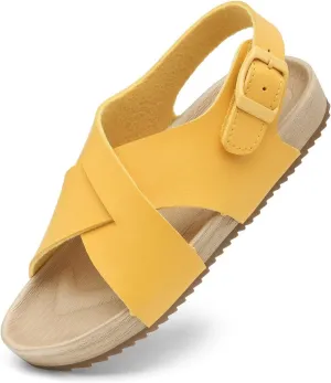 Cubufly Kids Sandals Cross Strappy Open Toe Plat Girl Boy Summer Shoes for Indoor and Outdoor Use Toddler/Little Kid/Big Kid