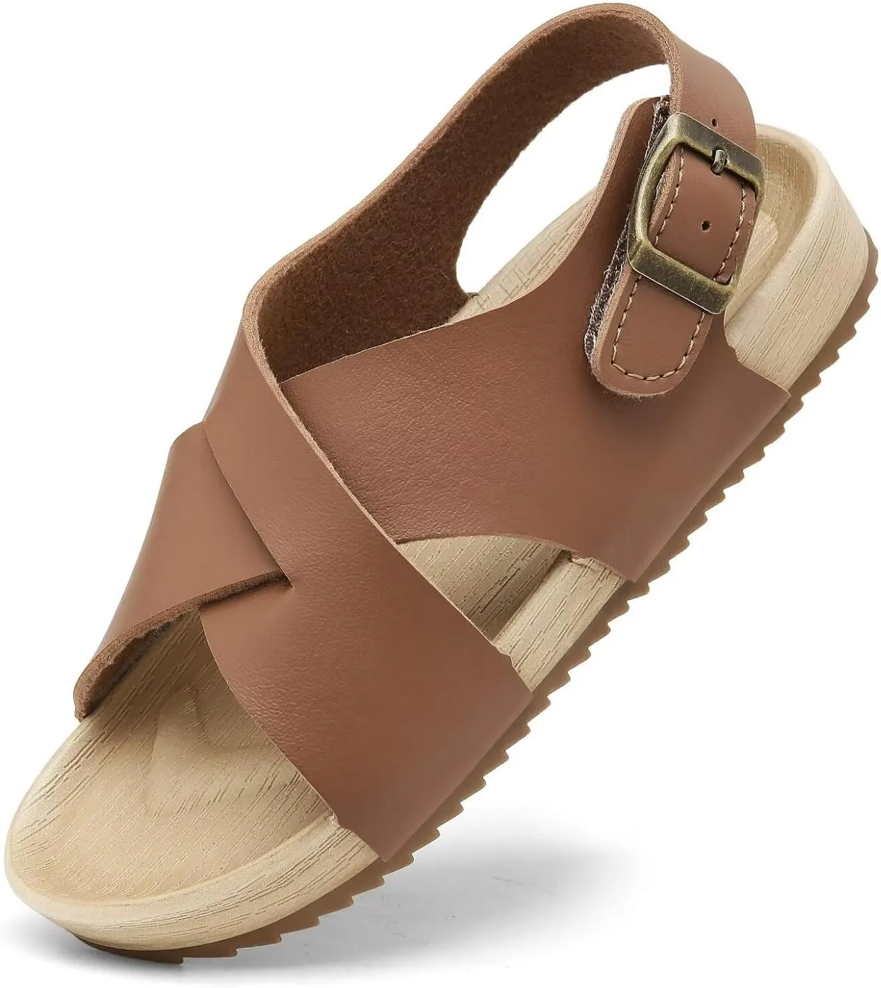 Cubufly Kids Sandals Cross Strappy Open Toe Plat Girl Boy Summer Shoes for Indoor and Outdoor Use Toddler/Little Kid/Big Kid