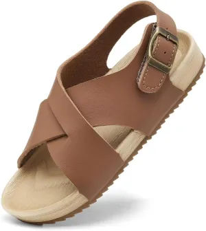 Cubufly Kids Sandals Cross Strappy Open Toe Plat Girl Boy Summer Shoes for Indoor and Outdoor Use Toddler/Little Kid/Big Kid
