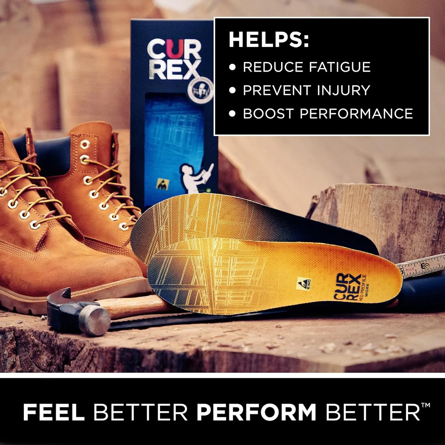 CURREX Work Safety Insoles for Boots & Shoes – Men & Women, Medium Arch, XL
