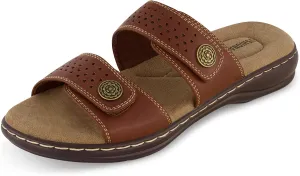 CUSHIONAIRE Women's Betsy comfort footbed slide Sandal with adjustable straps and  Comfort