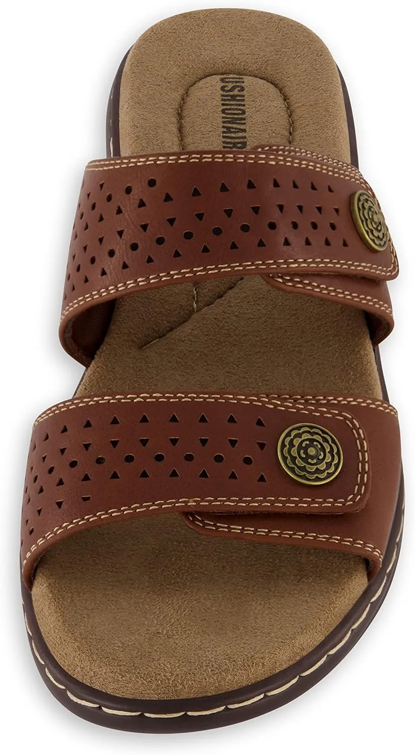 CUSHIONAIRE Women's Betsy comfort footbed slide Sandal with adjustable straps and  Comfort