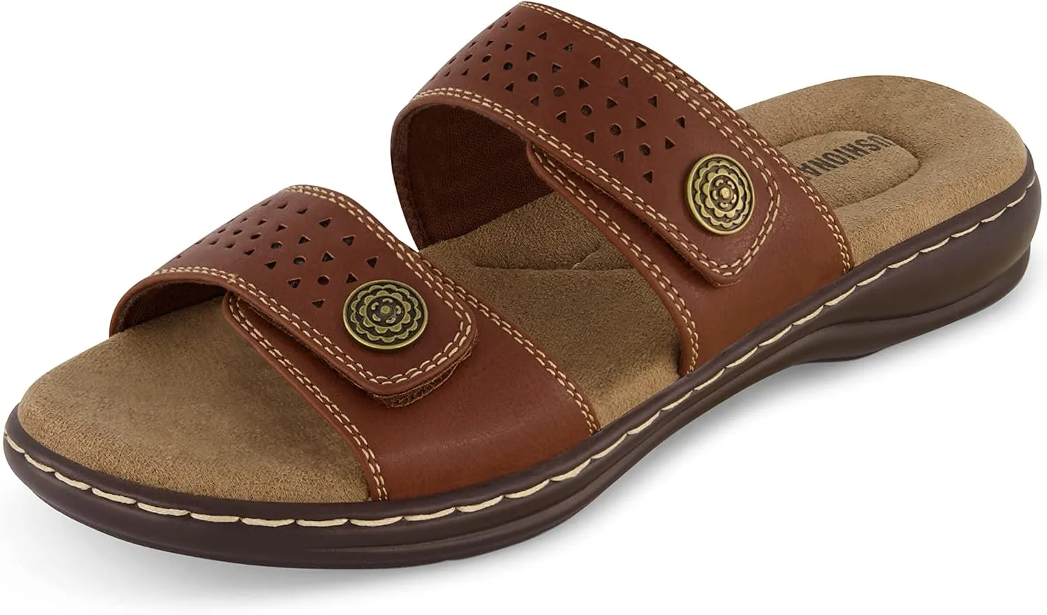 CUSHIONAIRE Women's Betsy comfort footbed slide Sandal with adjustable straps and  Comfort