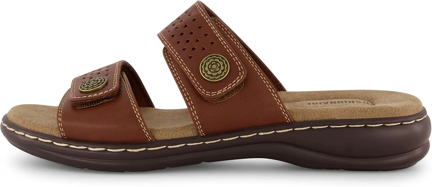 CUSHIONAIRE Women's Betsy comfort footbed slide Sandal with adjustable straps and  Comfort