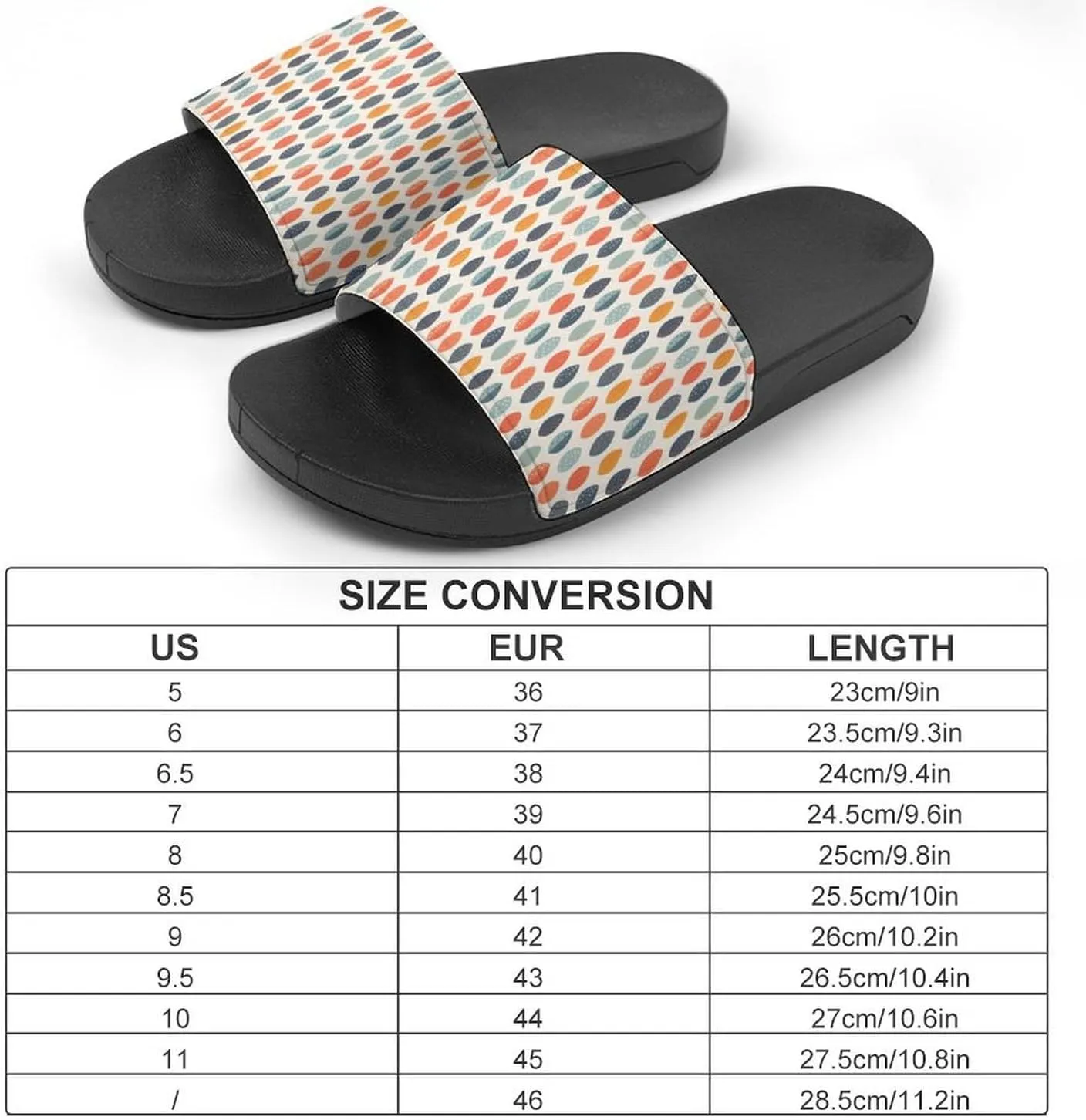 Cute Orange Blue Leafy Botanical Pattern Sandals Shower Men's Sandals Bathroom Slippers Non-Slip Indoor Home House Beach Shoes