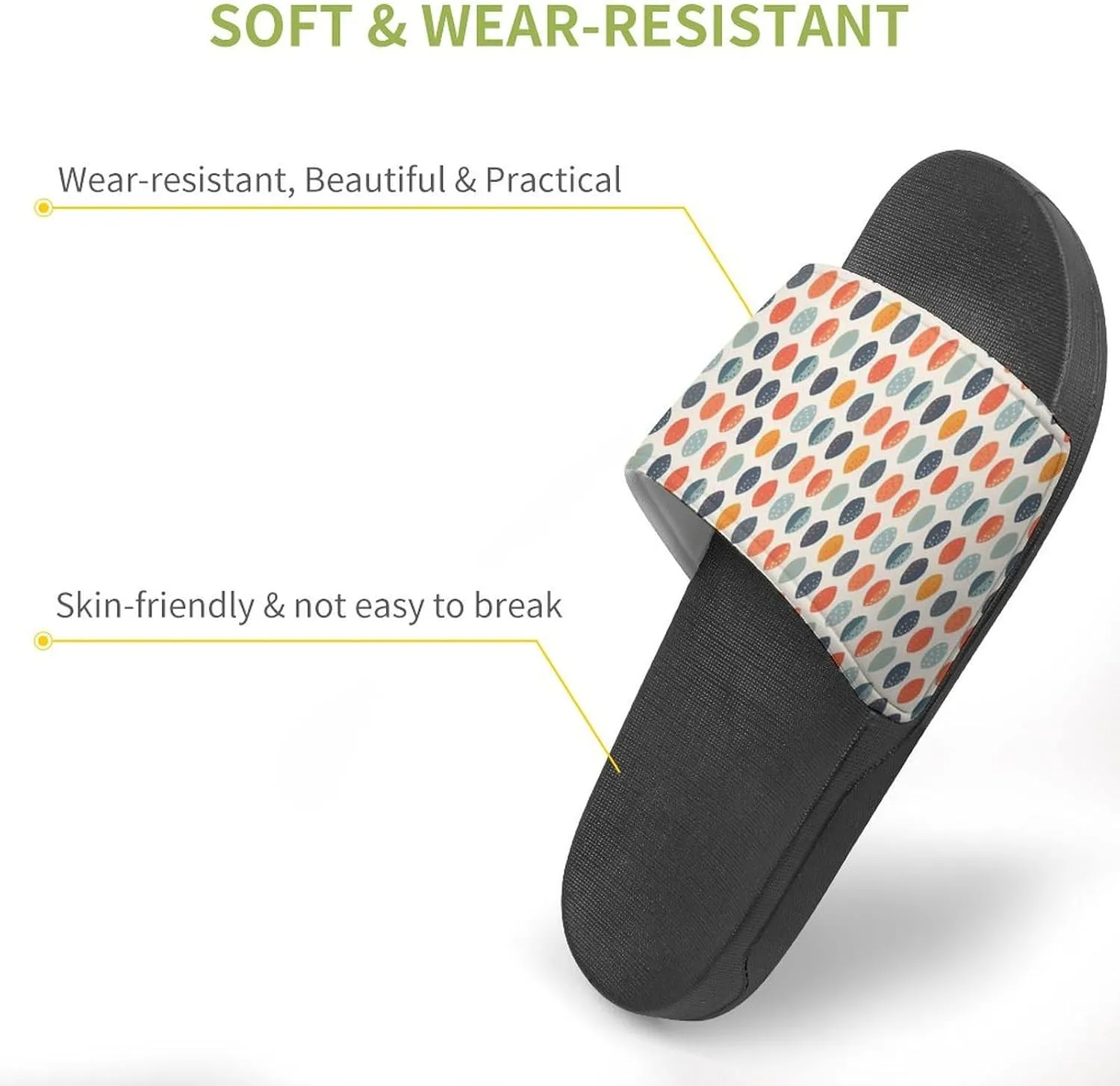 Cute Orange Blue Leafy Botanical Pattern Sandals Shower Men's Sandals Bathroom Slippers Non-Slip Indoor Home House Beach Shoes