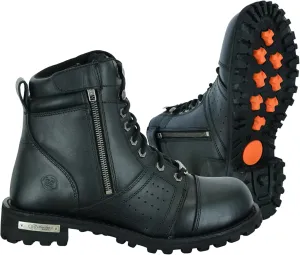 Daniel Smart Men’s Motorcycle Leather Shoes – Full Grain Waterproof Boots with Lace-up Closure & Non Skid Outsole