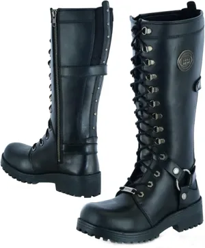 Daniel Smart Women’s Motorcycle Boots Full Grain Cowhide Leather Waterproof Shoes with Cement Construction & Non-Skid Outsole