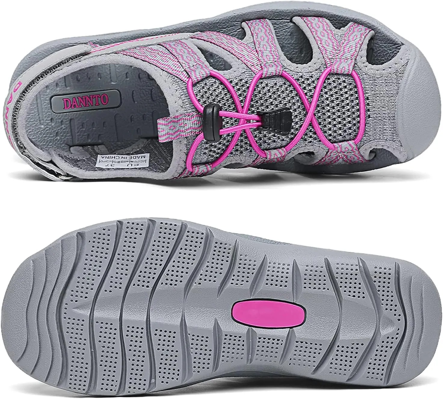Dannto Women's Sport Sandals Close Toe Mesh Hiking Outdoor Athletic Casual Walking Sandals Water Shoes