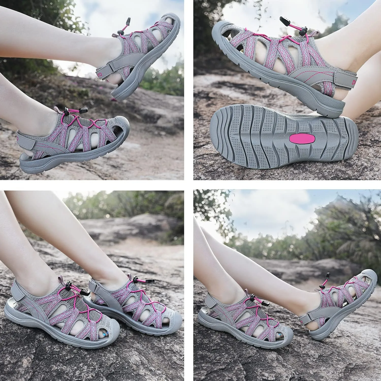 Dannto Women's Sport Sandals Close Toe Mesh Hiking Outdoor Athletic Casual Walking Sandals Water Shoes