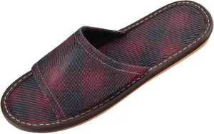 Dark Red Plaid Mens Bathroom Slippers Summer Beach Sandals for Travel Hotel Outdoor