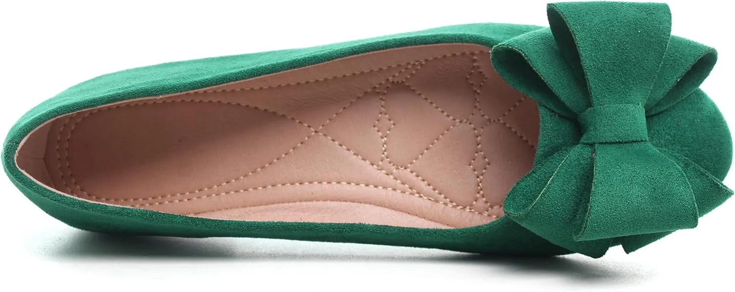 Dear Time Women's Bowknot Flats Cute Ballets Slip on Dress Shoes Casual Comfortable Shoes
