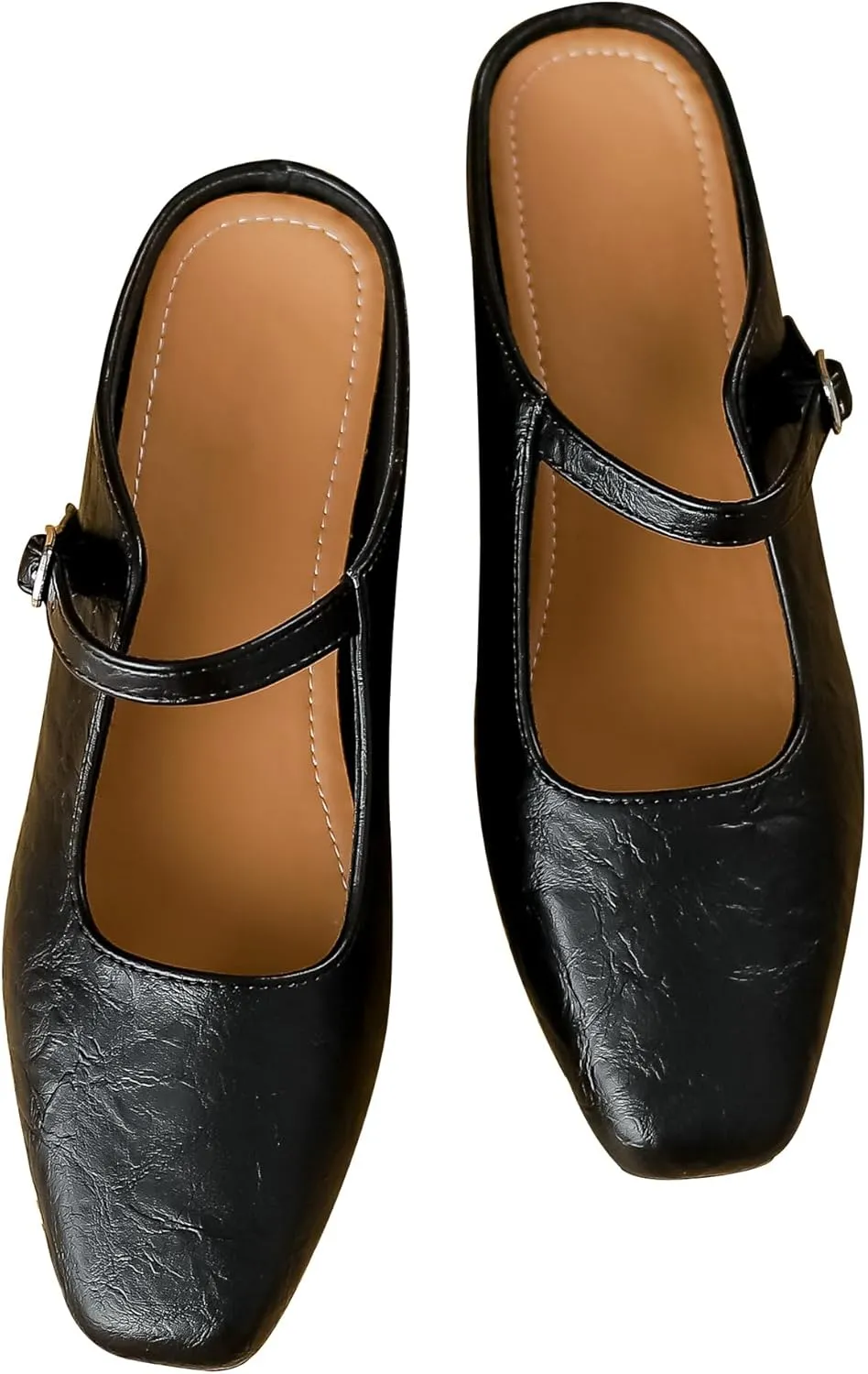 Dear Time Women's Closed Toe Mary Jane Backless Flats Slip-on Mules Casual Comfortable Shoes