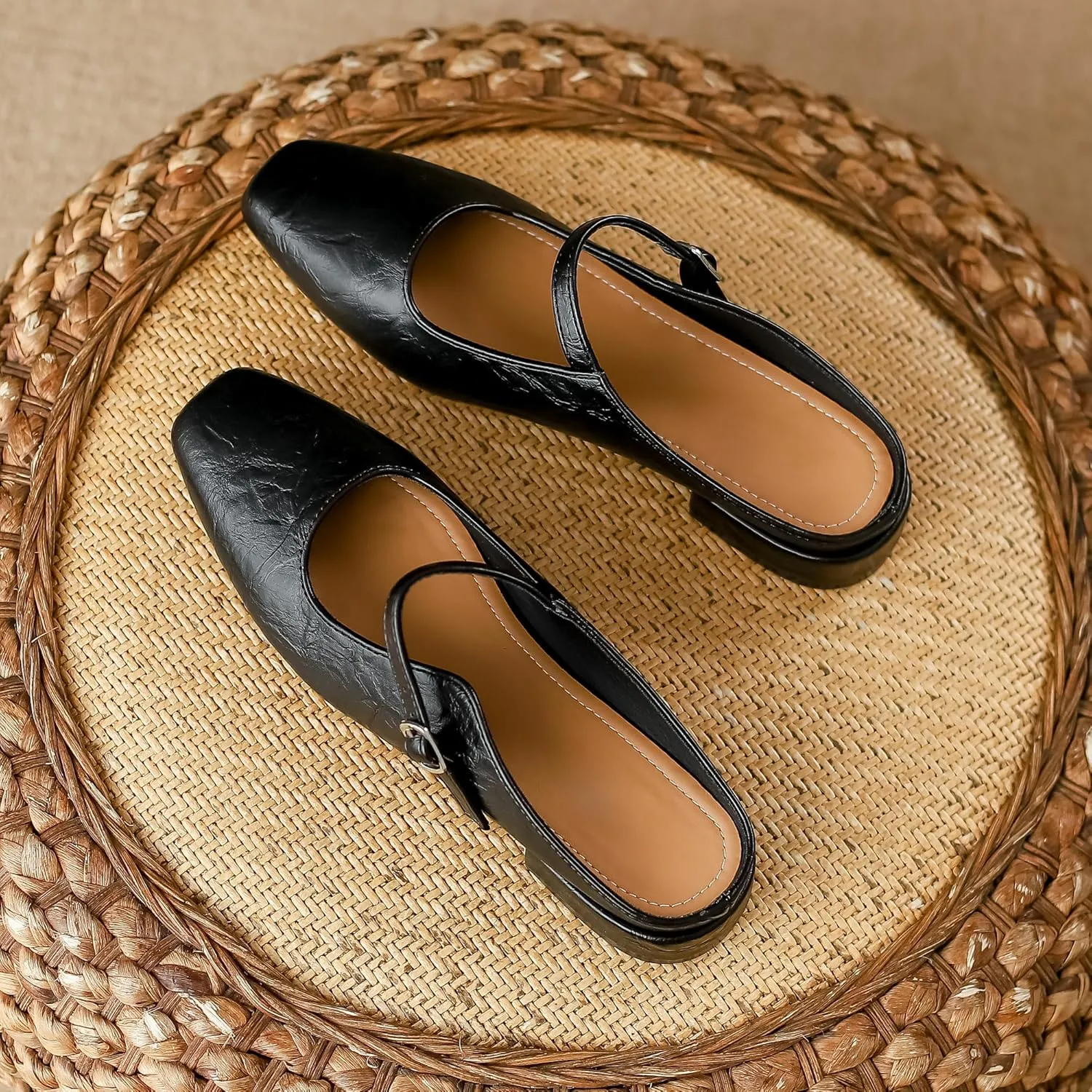 Dear Time Women's Closed Toe Mary Jane Backless Flats Slip-on Mules Casual Comfortable Shoes