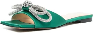 Divanne Slide Sandals for Women, Rhinestone Sandal Flats Bow Slippers Comfort Dressy Flat Slides